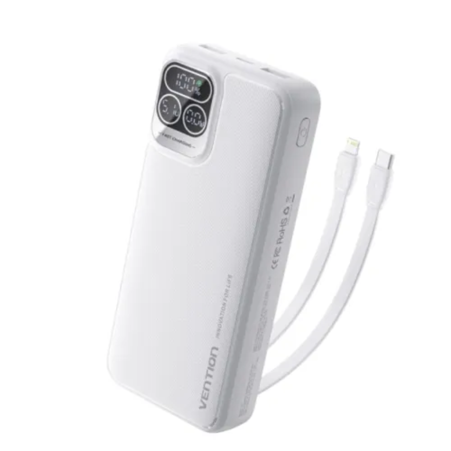 Vention I15WB-V2 20000mAh 22.5W LED Display Power Bank - White