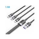VENTION CTRWG Cotton Braided 3-in-1 USB 2.0 6A Cable - 1.5M (VENTION USB 2.0 A Male to 3-in-1 USB-C & Lightning & Micro-B Male Cable)